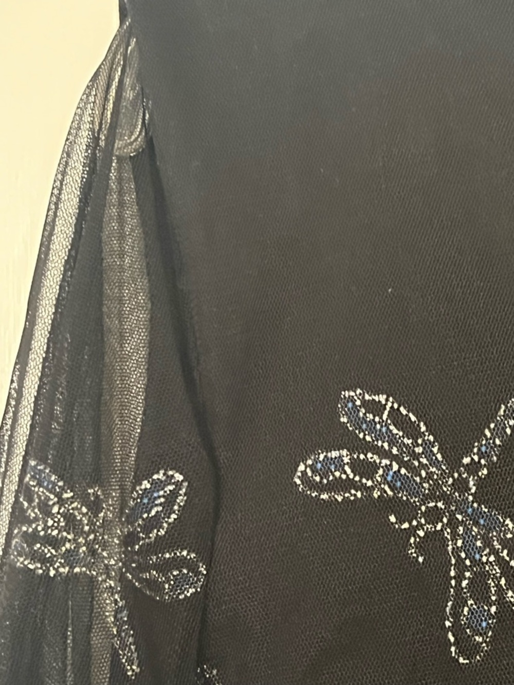 Victoria Jones Black Mesh Top with Silver Dragonfly Embellishments - Picture 6 of 12